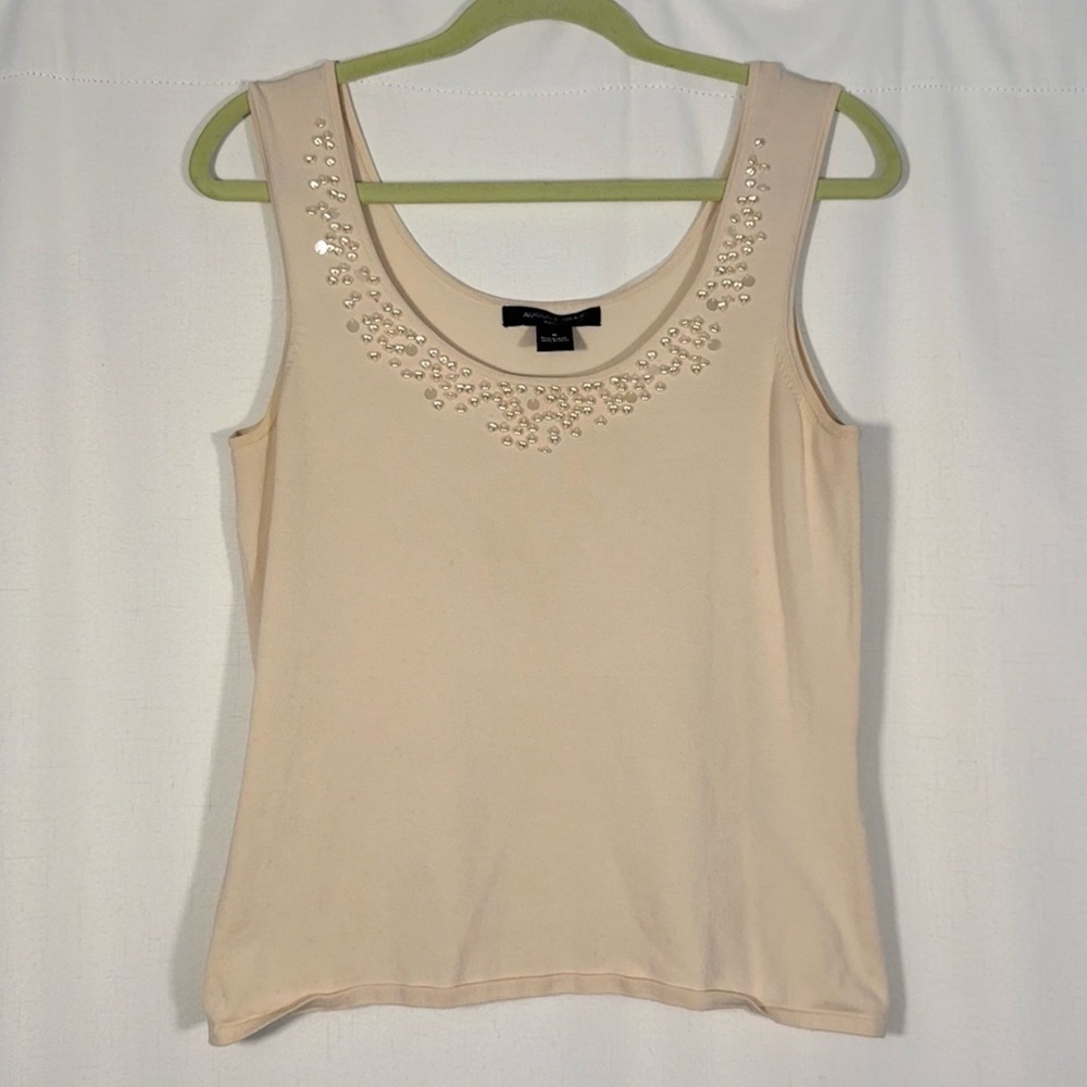 August Silk Cream Beaded Sleeveless Top - Picture 1 of 5